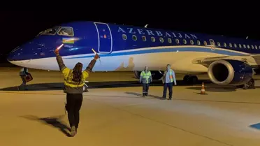 Bakü‑Nahçıvan uçuşunun Iğdır'a iniş anı