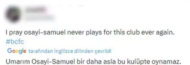 Maç anında Osayi‑Samuel'in topa müdahalesi