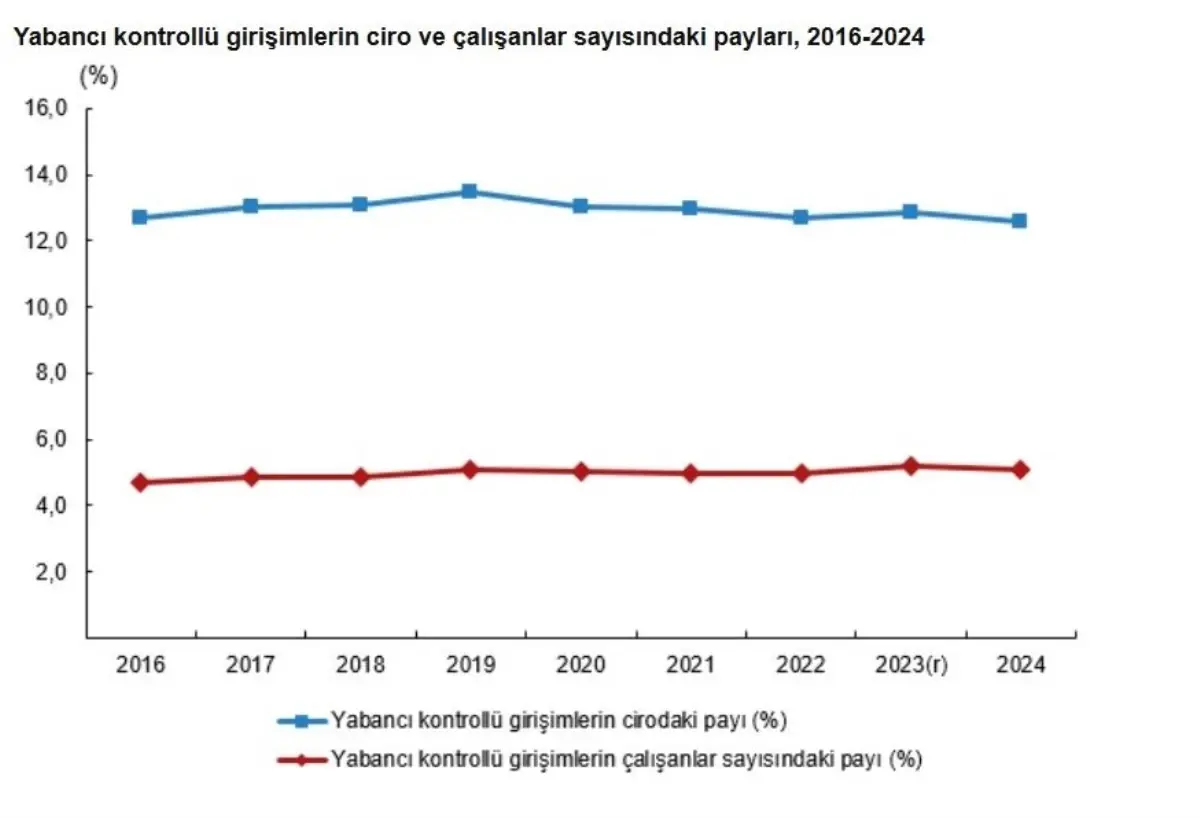 2024 Yabancı Kontrollü Girişimlerde Ciro Payı %12,6’ya Yükseldi