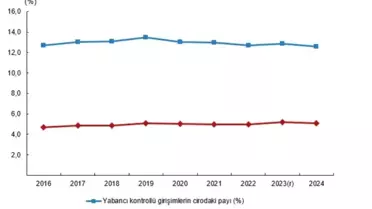 Yabancı kontrollü girişimlerin 2024 ciro payı dağılımı