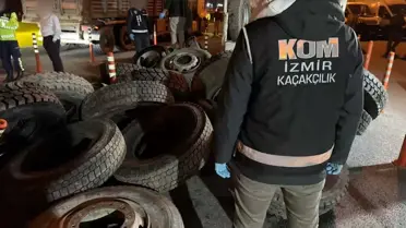 Araç lastiklerinde gizlenmiş sigara paketleri