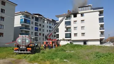 Yangın söndürülmüş apartman binası
