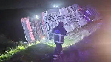 Tırün devrilme anı