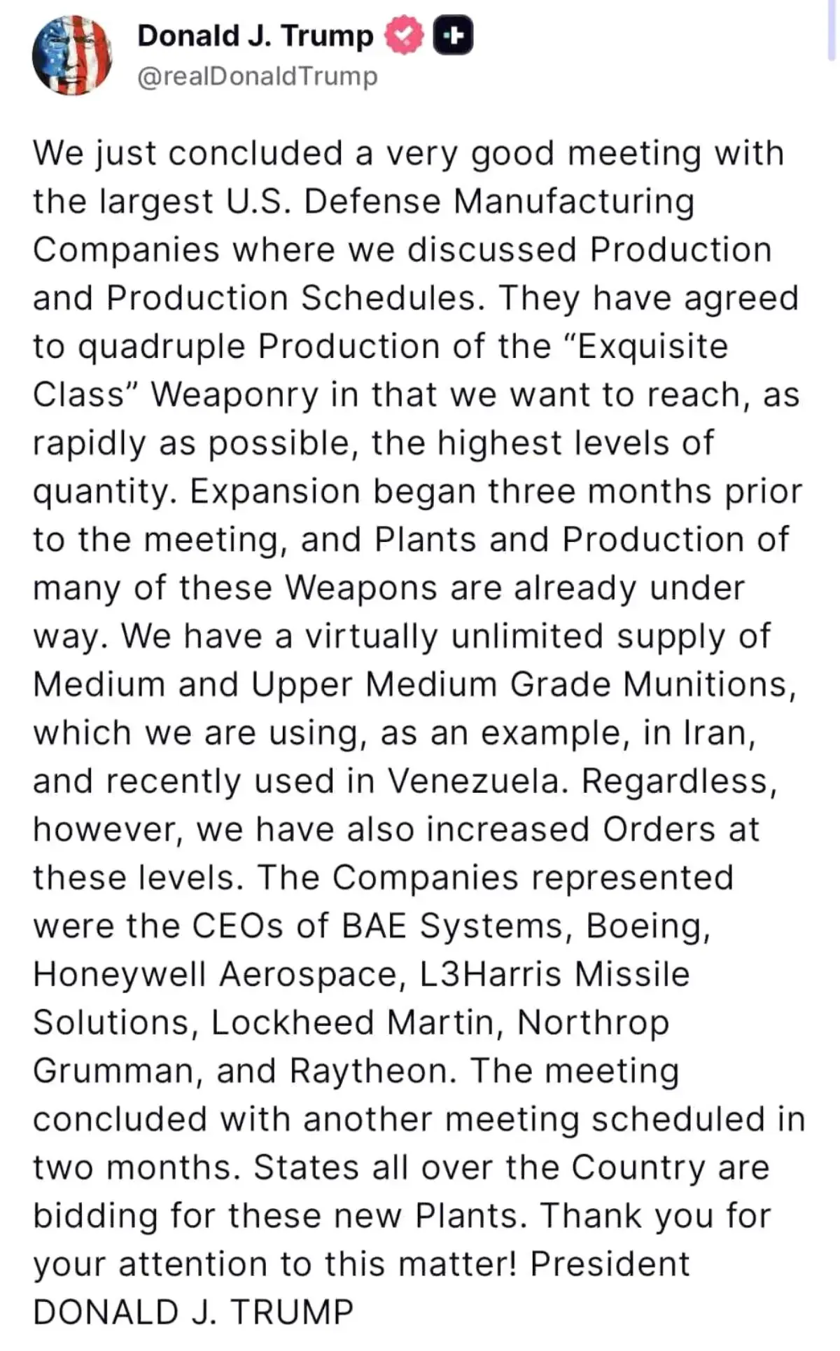 Trump, Silah Üretimini Dört Kat Artırma Planını Açıklıyor