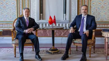 Bakan Fidan ve Kulubayev toplantı anı