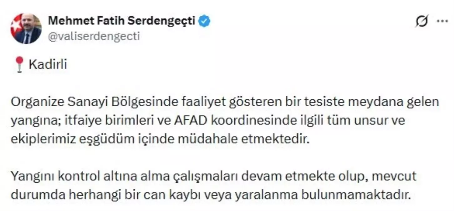 Osmaniye Kesimhane Yangını Kontrol Altına Alındı: Can Kaybı Yok