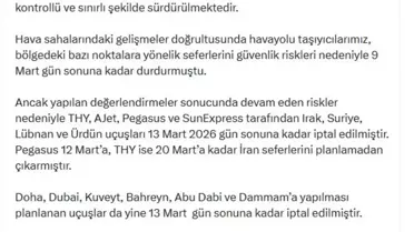 Uçuş iptali duyurusu