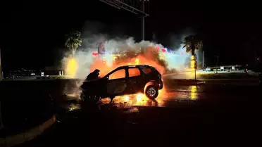 Kaza sonrası yangın görüntüsü