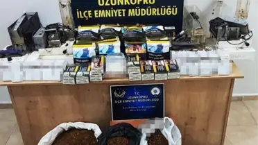 Edirne Uzunköprü'de Kaçak Tütün ve Makaron Operasyonu Sonuçlandı