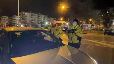 Mudanya’da gece trafik kontrolü