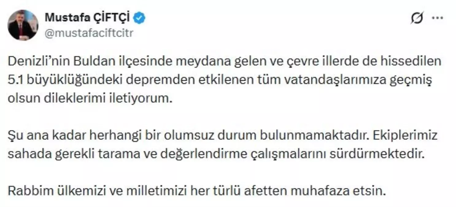 Denizli'de 5,1 Şiddetindeki Deprem Sonrası Hasar Tespiti Çalışmaları Başladı