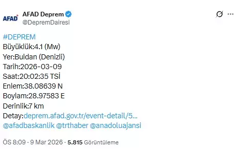Deprem sonrası hasar gören bir bina
