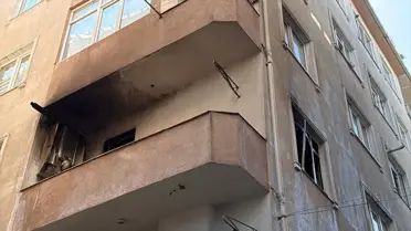 Yangın söndürülmüş 5 katlı bina
