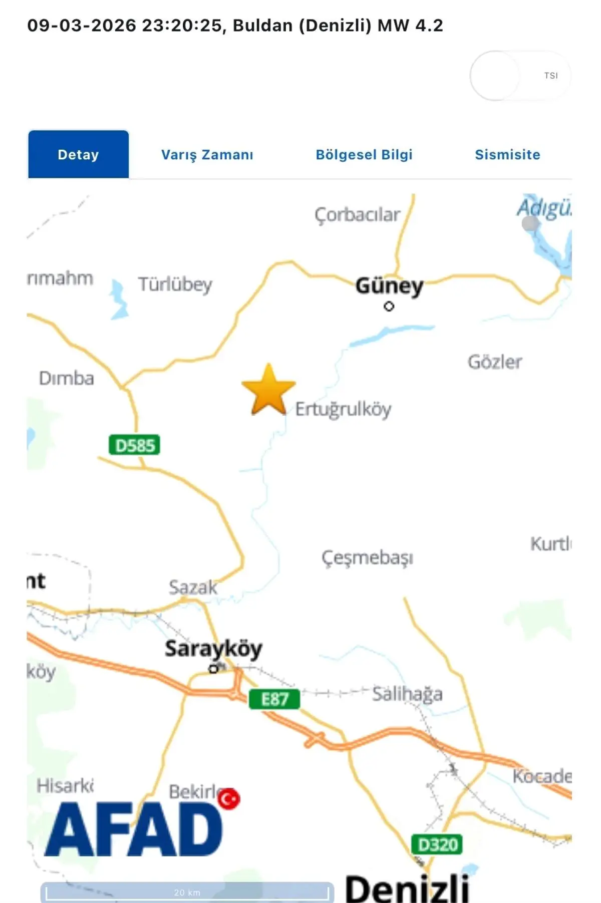 Denizli'yi Sarsan 4.2 Büyüklükteki Deprem Sonrası Artçı Sarsıntılar Devam Ediyor