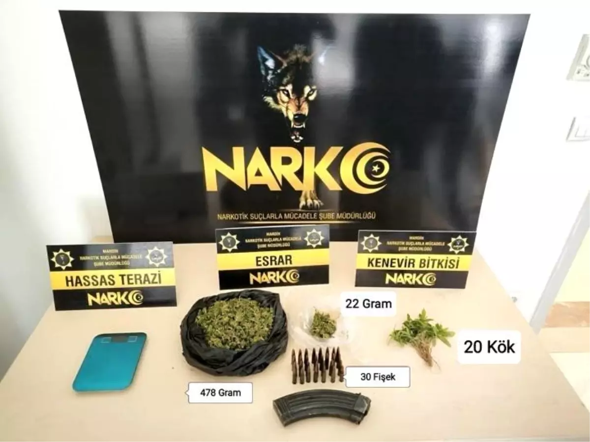 Mardin Artuklu’da 600 gram esrar ve silah fişekleri ele geçirildi