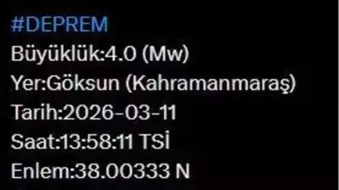 AFAD’ın deprem duyurusunu gösteren görsel