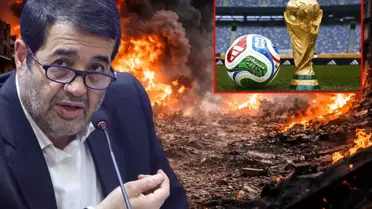 İran bayrağı ve futbol topu