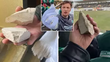 Maçta taş ve sopalar havada uçuşuyor