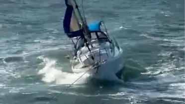 Kurtarılan yelkenli teknenin kurtarma anı