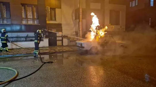 Patlamış LPG'li araç