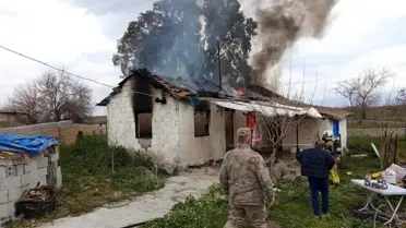 Yangın sonrası evin hasar görmüş hali