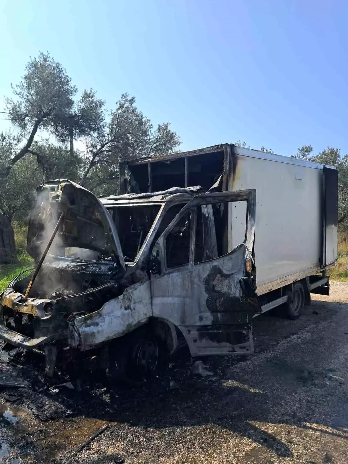 Ayvacık Sahilinde Kamyonet Yangını: İtfaiye Hızlı Müdahale Etti