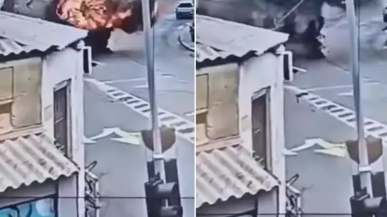 Füzeyle çarpışan yol ve oluşan çukur