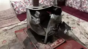 Patlamanın etkilediği odun sobası ve çevresi