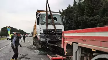 Kamyonun devrilme anı