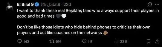 Eleştiri üzerine futbolcunun ifadesi