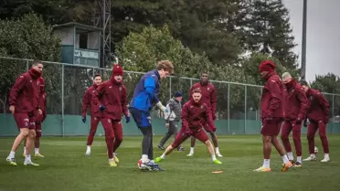 Trabzonspor antrenman sahasındaki antrenman görüntüsü