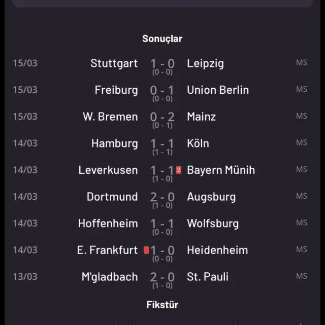 Düşük skorlu Bundesliga maçı