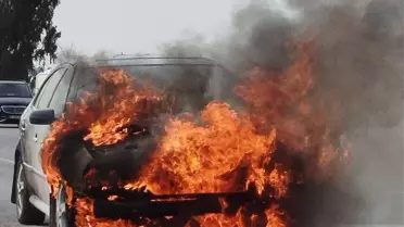 Manavgat'ta çıkan otomobil yangını