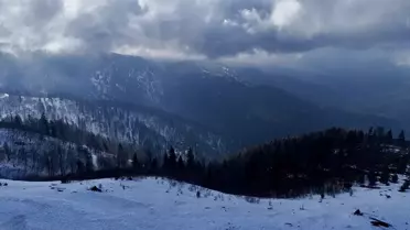 Dronla çekilmiş Kardüz Yaylası'nda kış manzarası