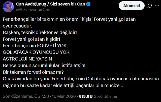 Astrolog Can Aydoğmuş'un sosyal medya paylaşımı