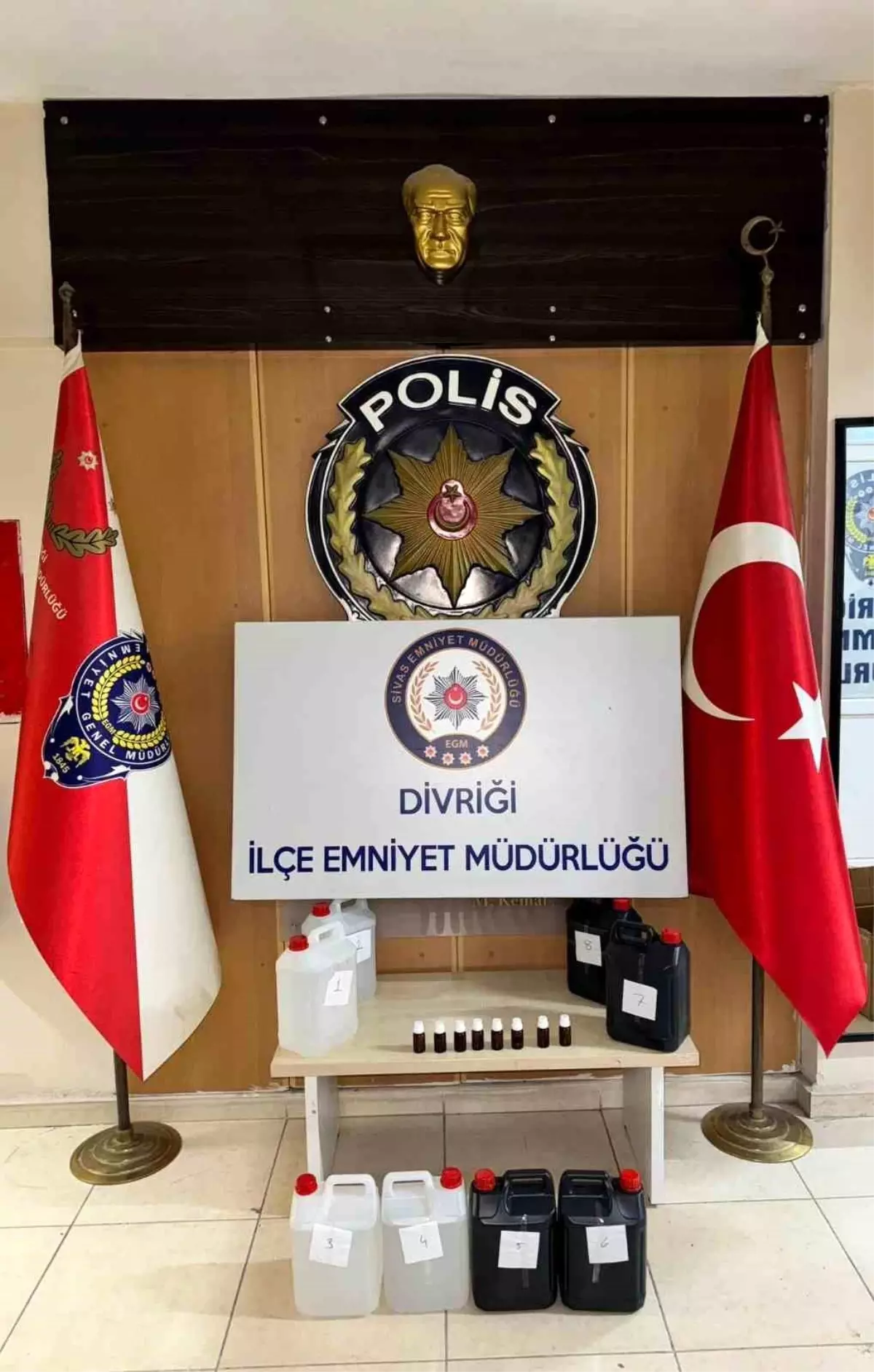 Divriği'de Polis Sahte Alkol Üretim Kitlerini Çökertti
