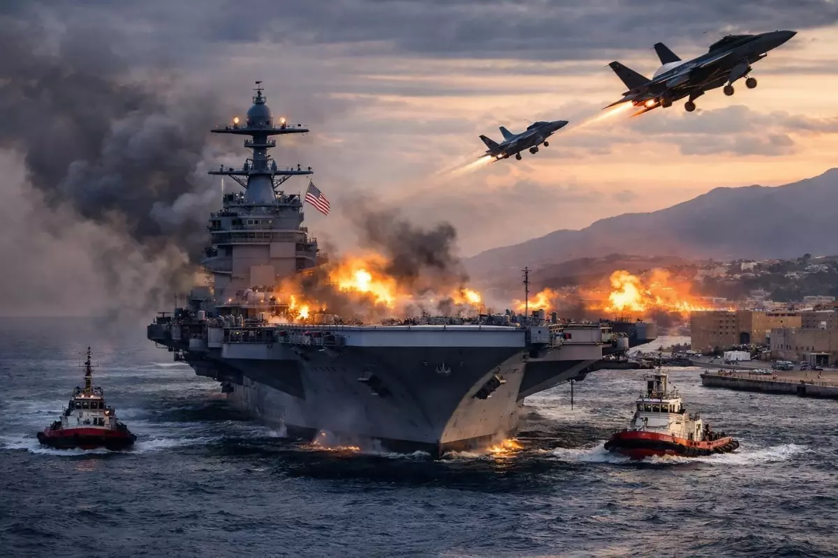 USS Gerald R. Ford Girit'te Tamir İçin Limana Çekiliyor