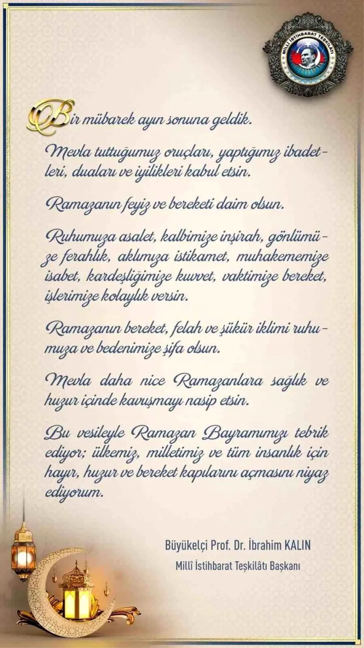 MIT Başkanı İbrahim Kalın'dan Ramazan Bayramı'na Özel Mesaj