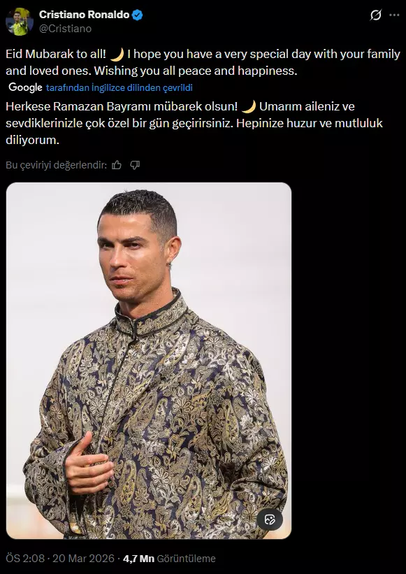 Ronaldo'nun bayram mesajı görsellerinden biri