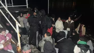 Bodrum sahilinde gözaltına alınan göçmenler