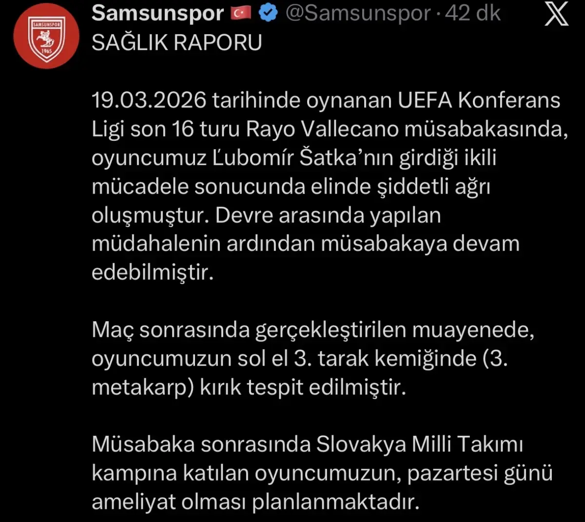 Satka’nın Elinde Kırık: Samsunspor’da Acil Operasyon Planı