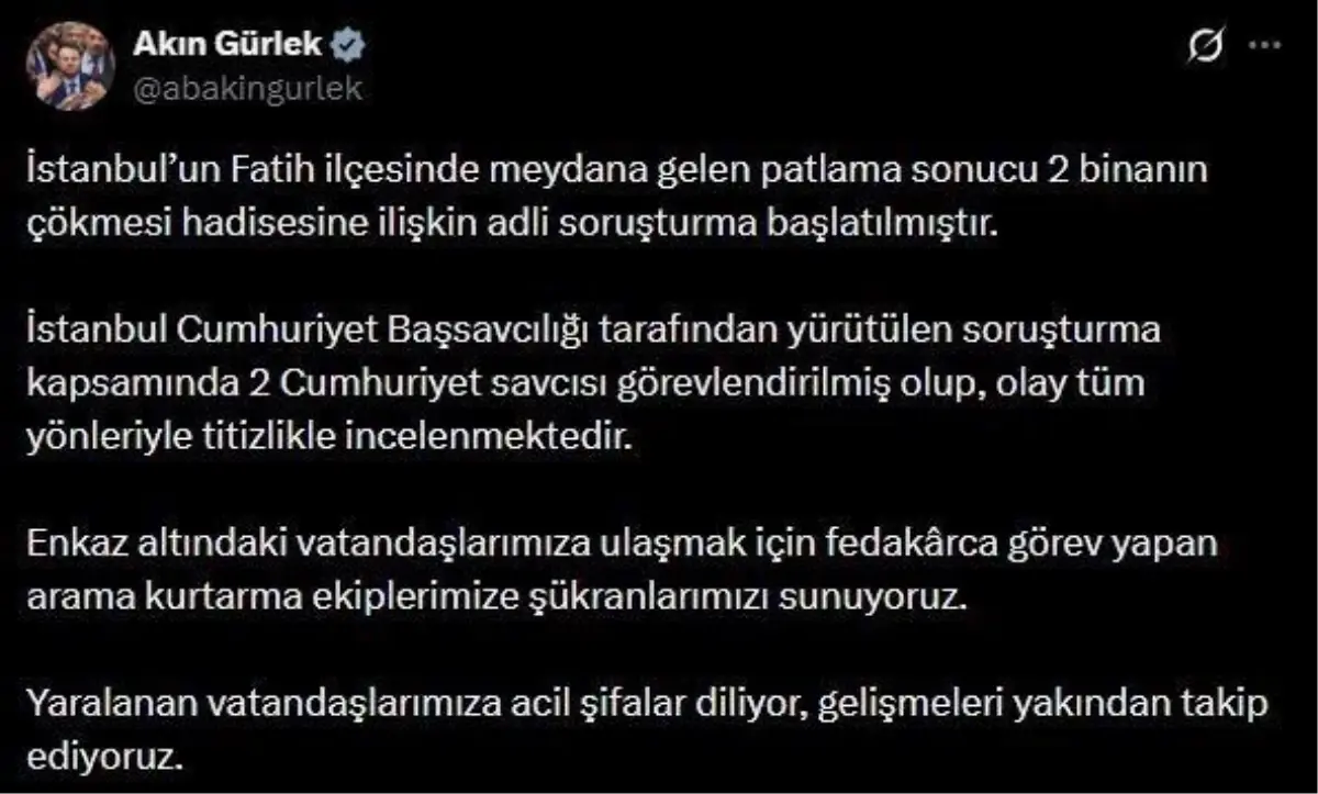 İstanbul’da Şok Patlama: İki Bina Çöktü, Adli Soruşturma Başlatıldı