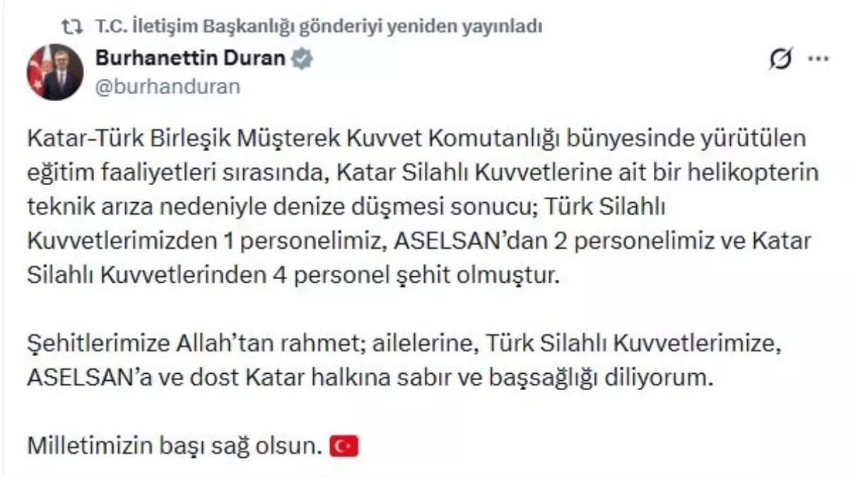 Siyasilerden Helikopter Kazası Şehitlerine Anlamlı Taziye Mesajları