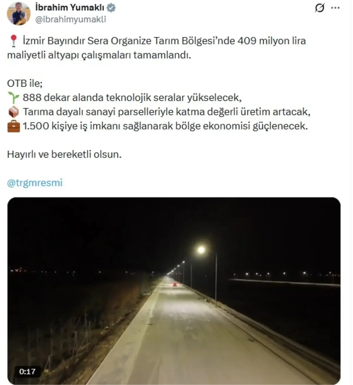 İzmir Bayındır’da 409 Milyon Liralık Tarım Altyapısı Projesi Tamamlandı