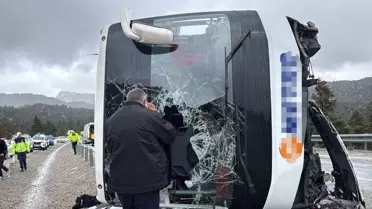 Kaza sonrası otobüs görüntüsü