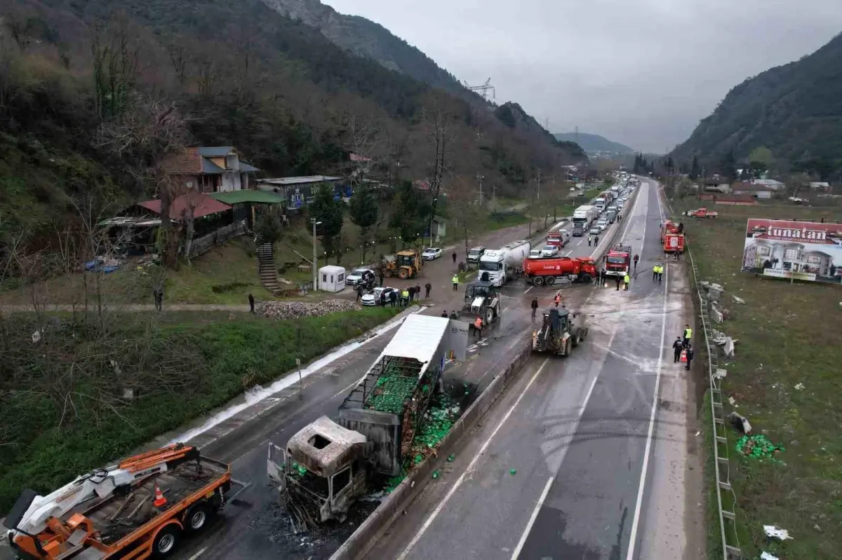 Sakarya D-650 Yolunda İki Tır Çarpıştı: Yangın ve Yaralılar