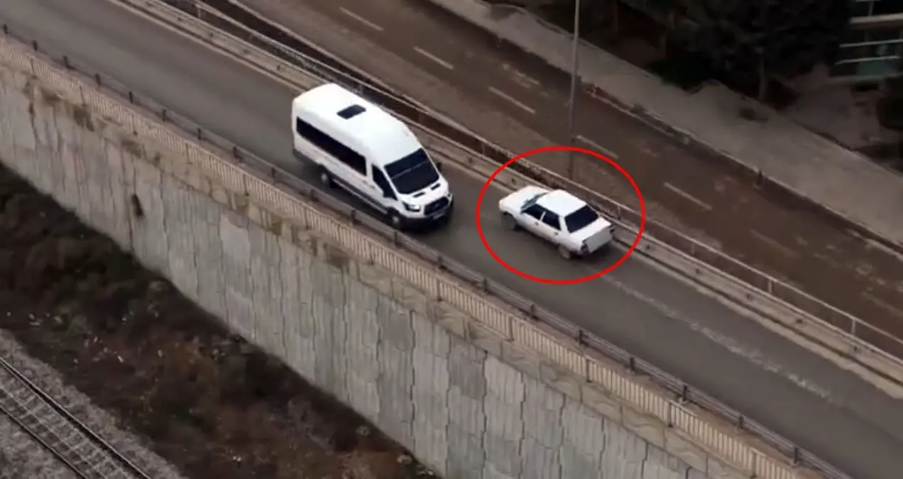 Kırıkkale'de Ehliyetsiz Sürücü Drone ile Tespit Edildi, Araç Trafikten Men Edildi