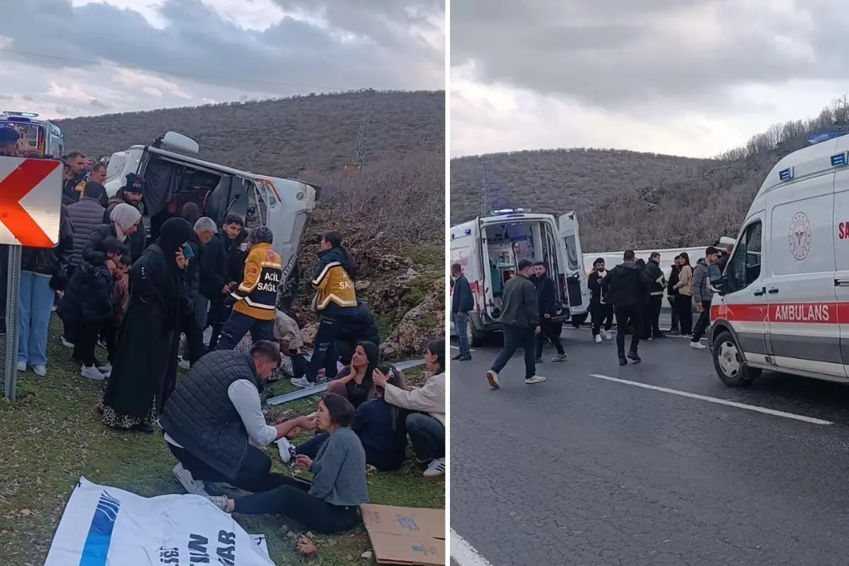 Mardin Midyat'ta Midibüs Kazası: 21 Yaralı, Araç Devrildi