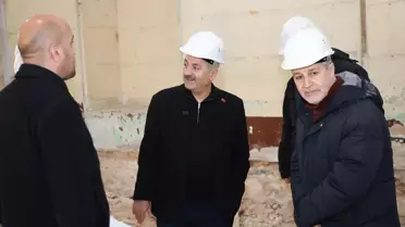 Restorasyon sürecindeki Çarşı Hamamı iç mekan görüntüsü