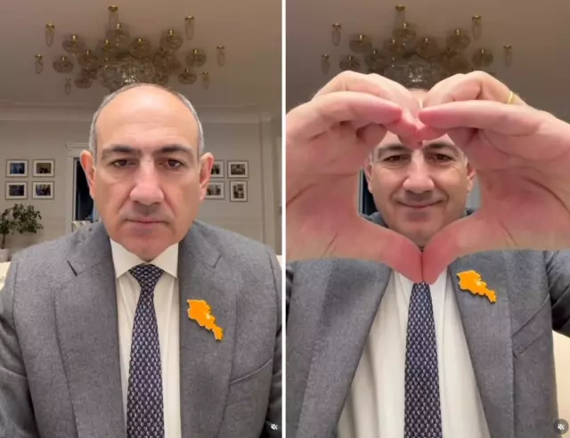 Paşinyan elinde kalp işaretiyle video kaydı